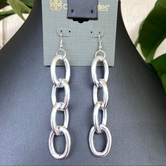 Silver Chai Link Daisy Fuentes Fashion Earrings $16ea / 3 for $25 - Picture 6 of 7